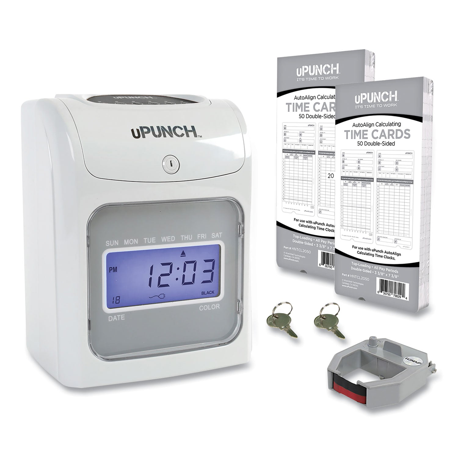 hn2500-electronic-calculating-time-clock-bundle-lcd-display-beige-gray_ppzhn2500 - 1