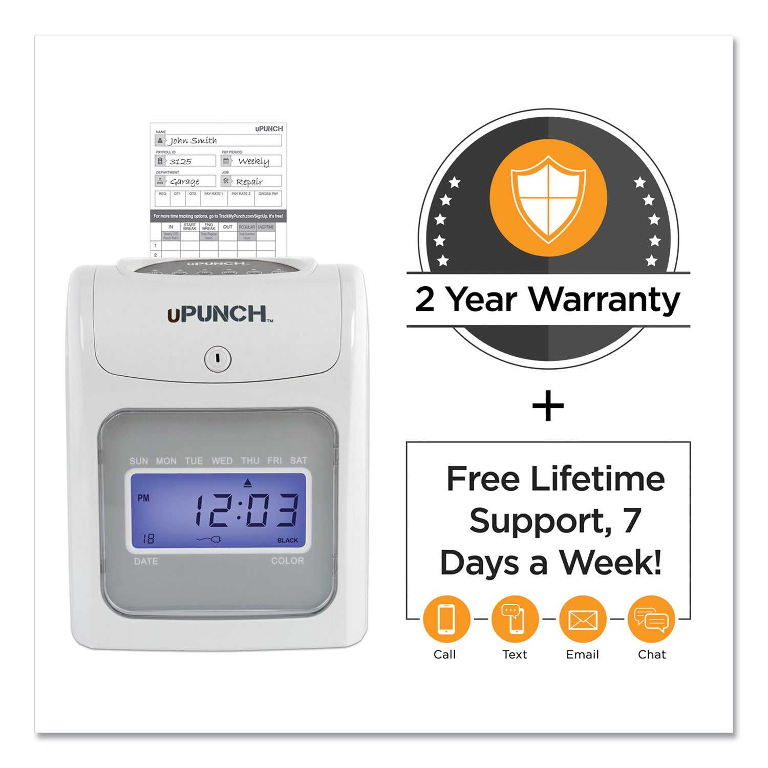 HN2500 Electronic Calculating Time Clock Bundle, LCD Display, Beige/Gray