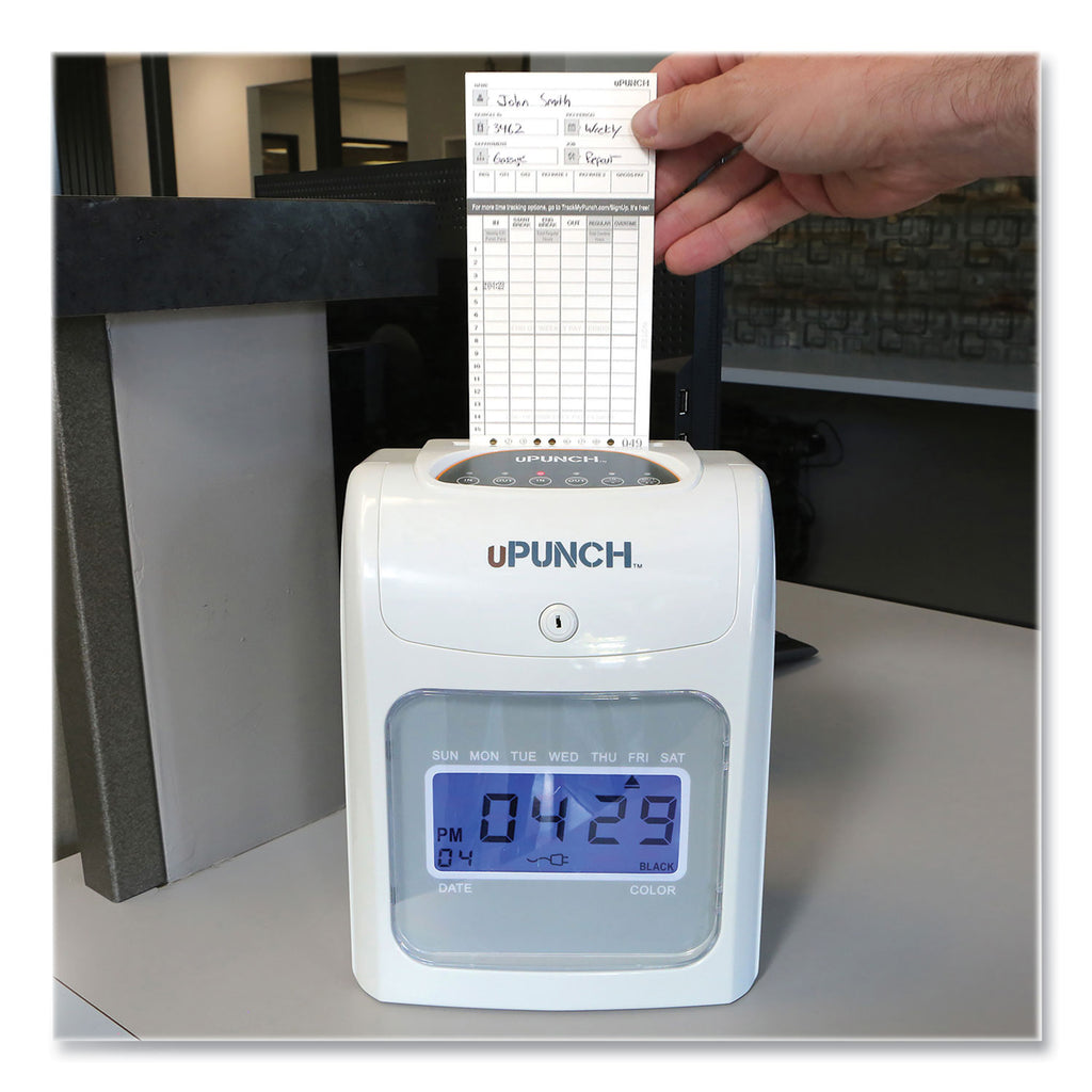 HN2500 Electronic Calculating Time Clock Bundle, LCD Display, Beige/Gray