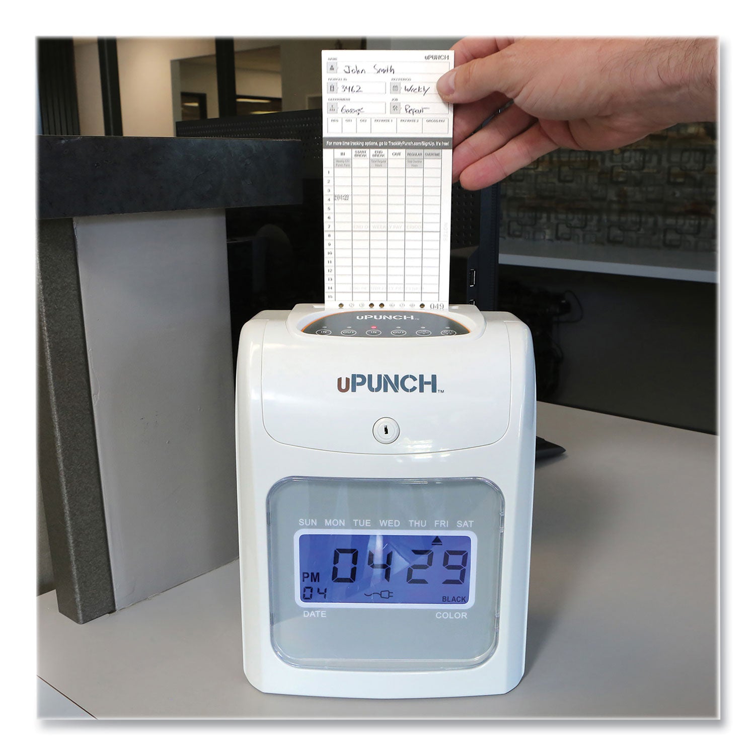 HN2500 Electronic Calculating Time Clock Bundle, LCD Display, Beige/Gray