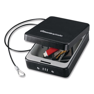 P005C Portable Combination-Lock Security Safe, 0.05 cu ft, 5.9 x 8 x 2.6, Black