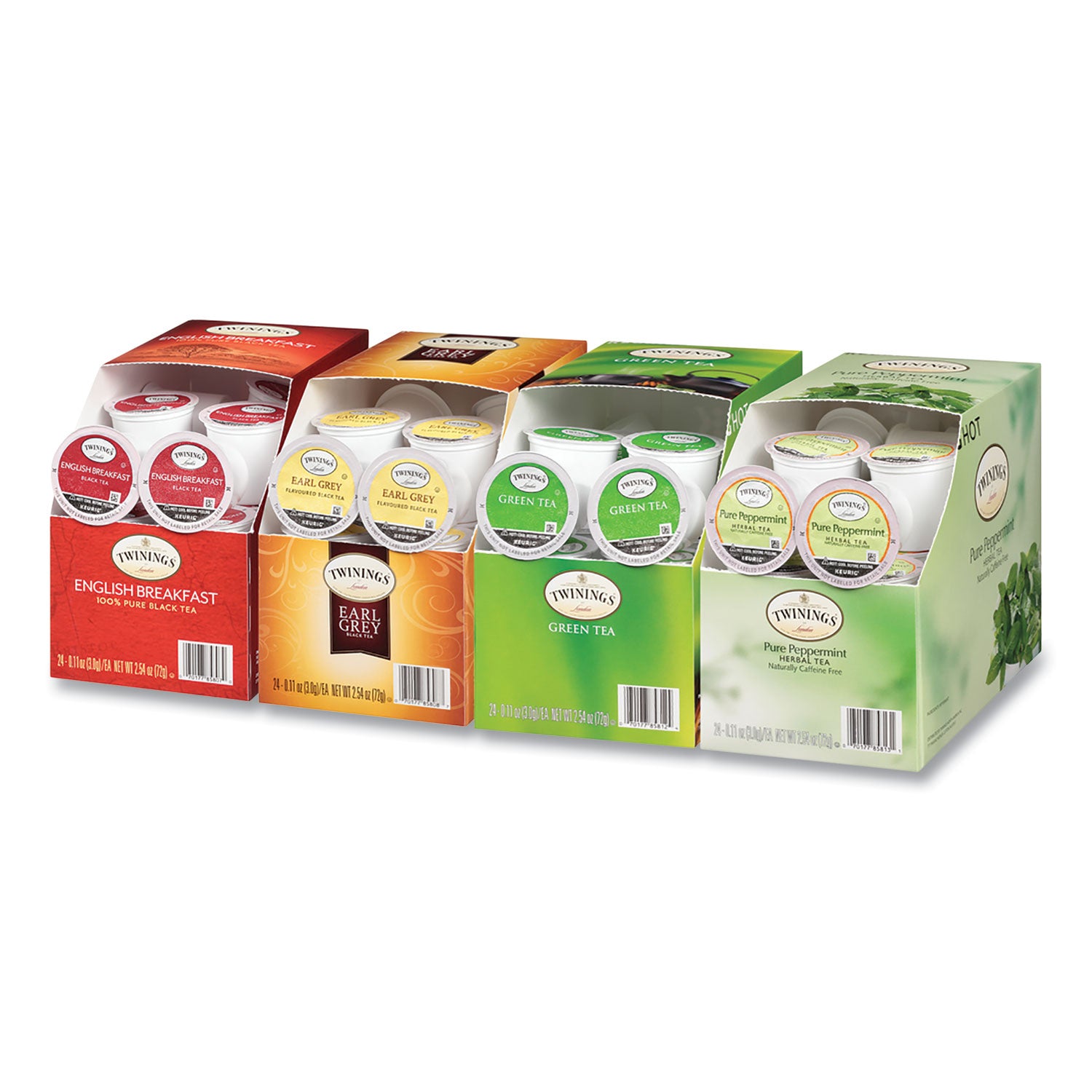 Tea K-Cups, Assorted, 0.11 oz K-Cups, 24/Box, 4 Boxes/Carton