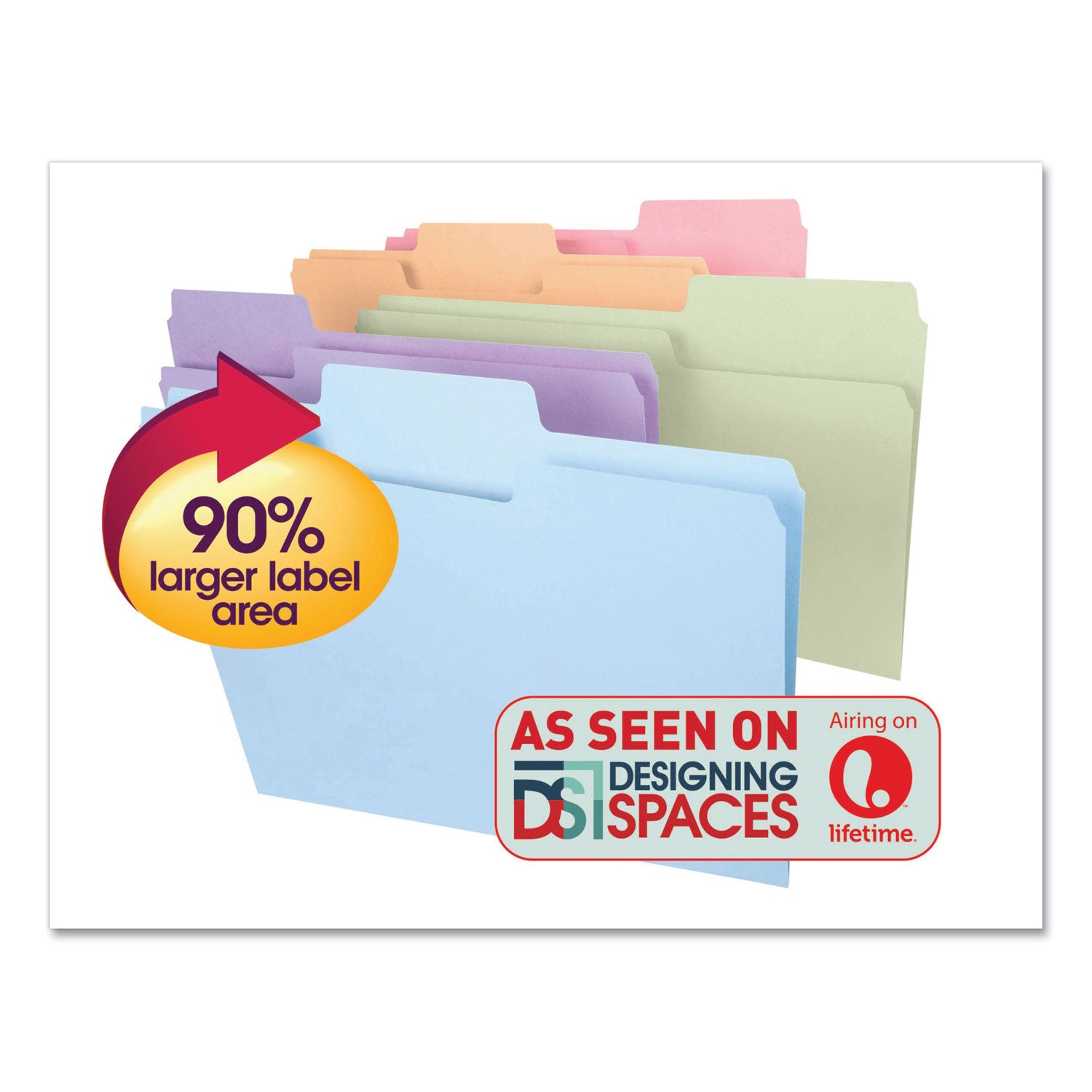 supertab-colored-file-folders-1-3-cut-tabs-assorted-legal-size-075-expansion-11-pt-stock-pastel-assortment-100-box_smd11962 - 1