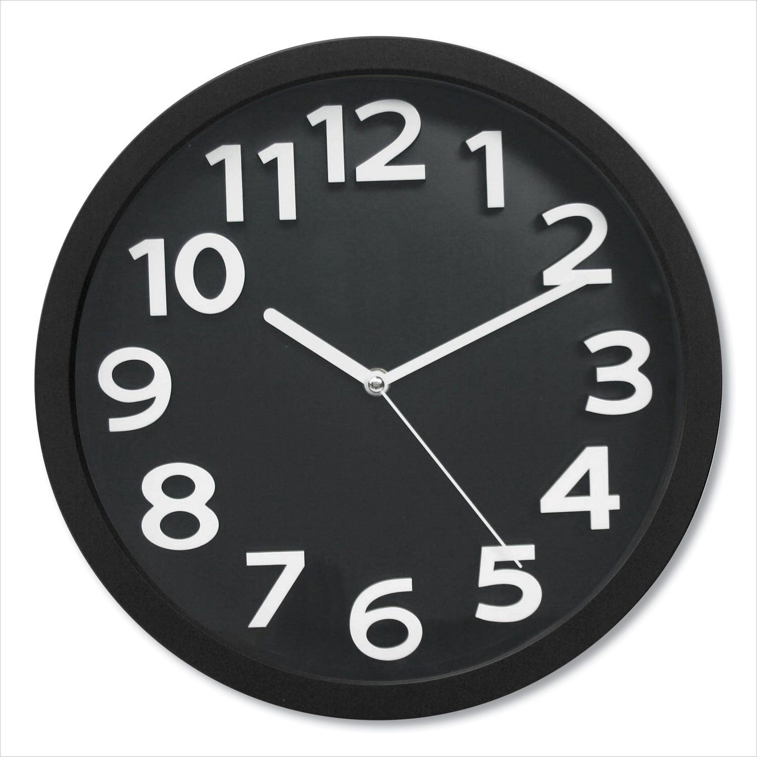 wall-clock-with-raised-numerals-and-silent-sweep-dial-13-overall-diameter-black-case-black-face-1-aa-sold-separately_vlutc62127b - 1