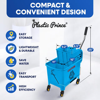 20-QT Upward Press Mop Bucket and Wringer, Blue