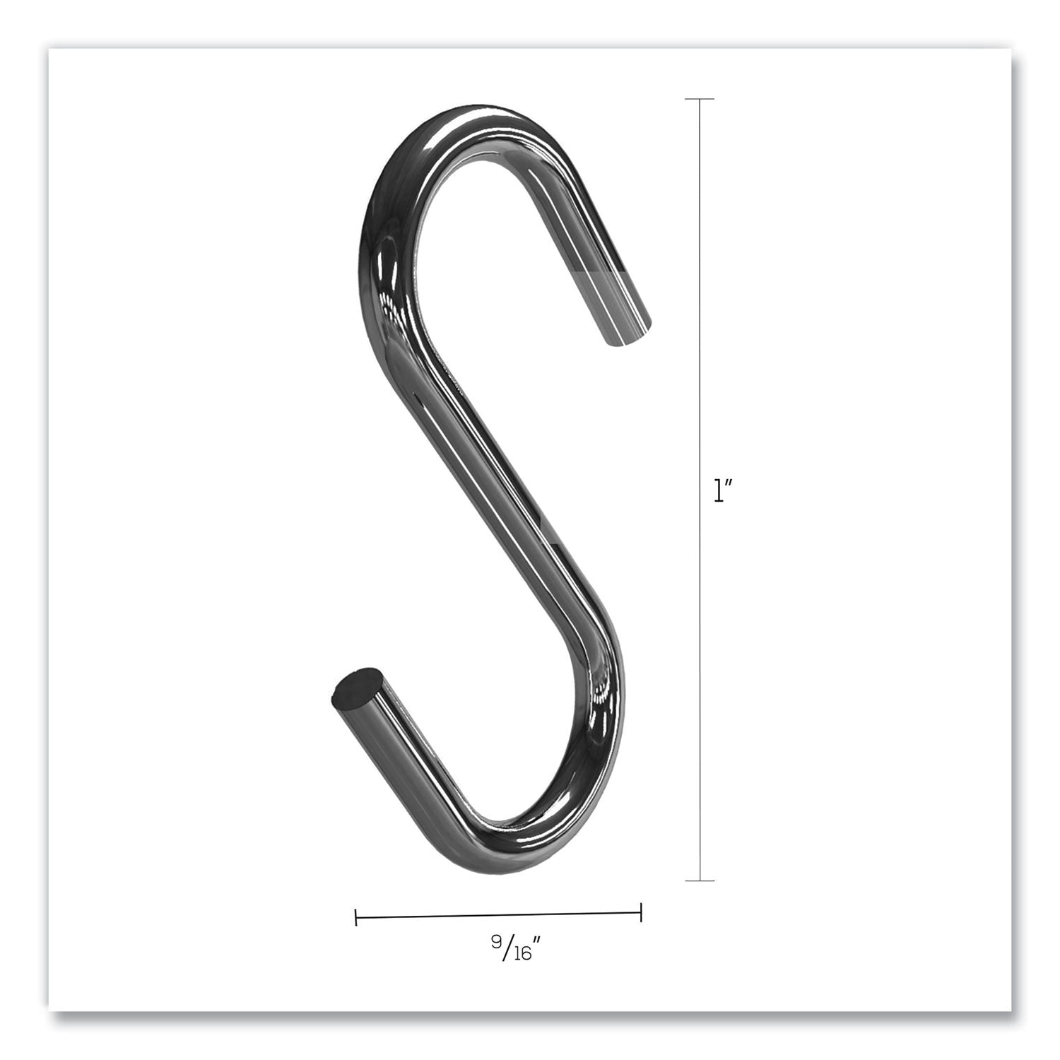 S Hooks, Metal, Silver, 50/Pack - 