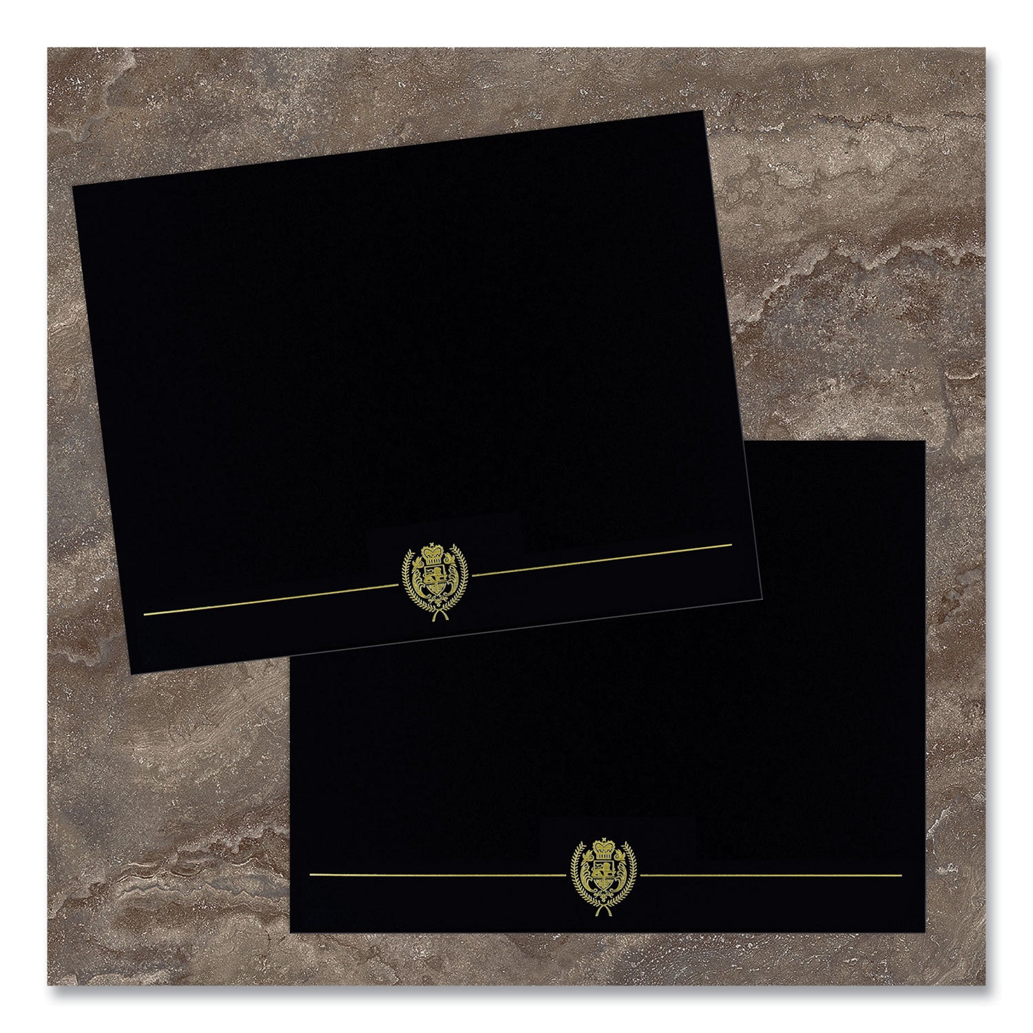 Classic Crest Certificate Covers, 9.38 x 12, Black, 5/Pack
