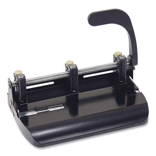 32-Sheet Heavy-Duty Two-Three-Hole Punch with Lever Handle, 9/32" Holes, Black