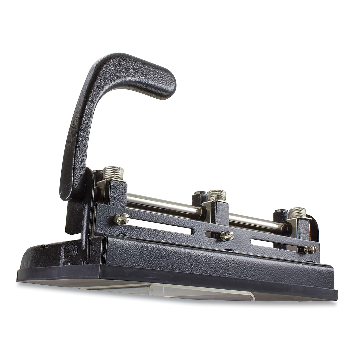 32-Sheet Heavy-Duty Two-Three-Hole Punch with Lever Handle, 9/32" Holes, Black - 