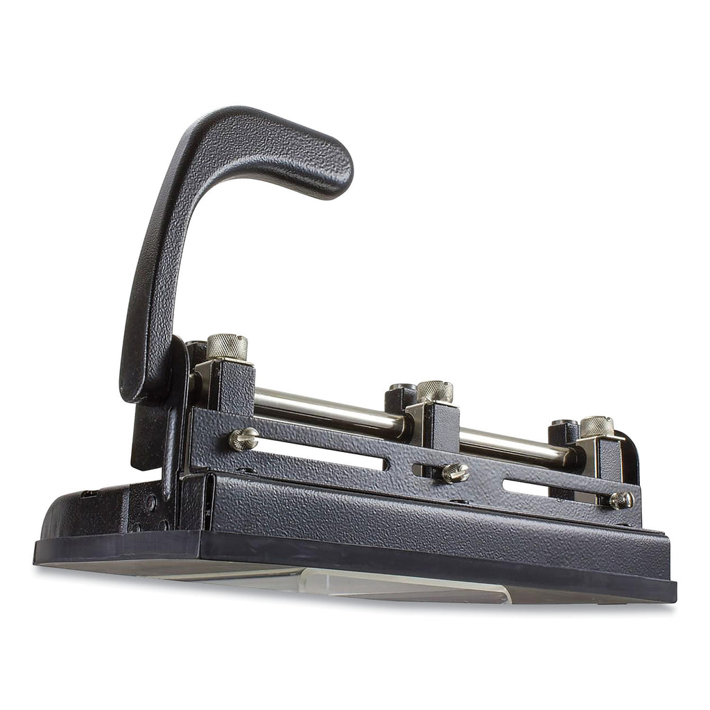 32-Sheet Heavy-Duty Two-Three-Hole Punch with Lever Handle, 9/32" Holes, Black