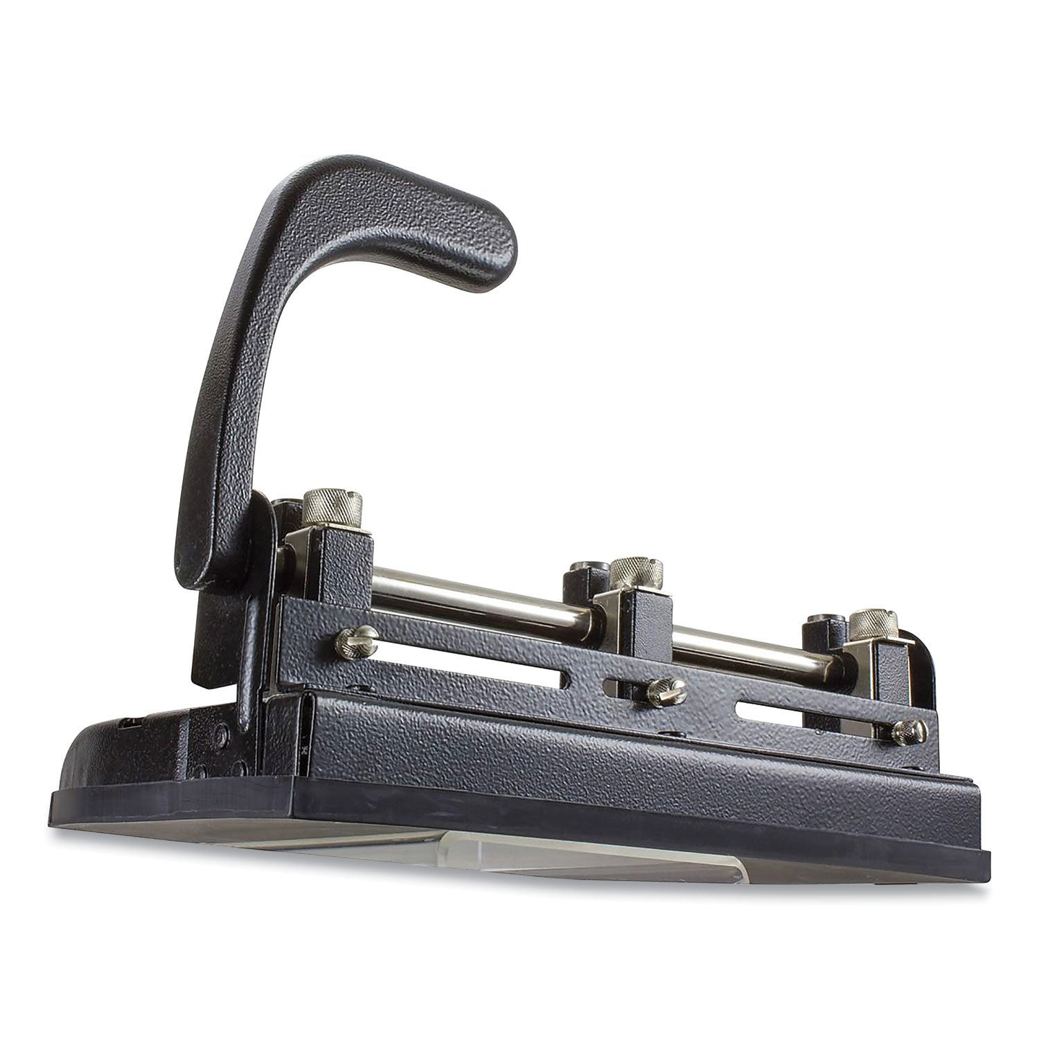 32-Sheet Heavy-Duty Two-Three-Hole Punch with Lever Handle, 9/32" Holes, Black