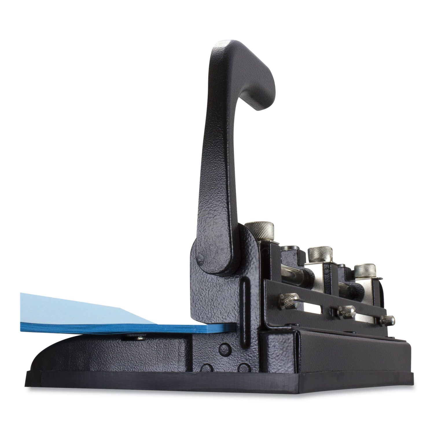 32-Sheet Heavy-Duty Two-Three-Hole Punch with Lever Handle, 9/32" Holes, Black
