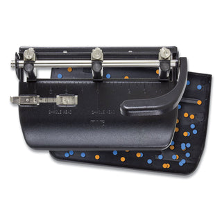 32-Sheet Heavy-Duty Two-Three-Hole Punch with Lever Handle, 9/32" Holes, Black