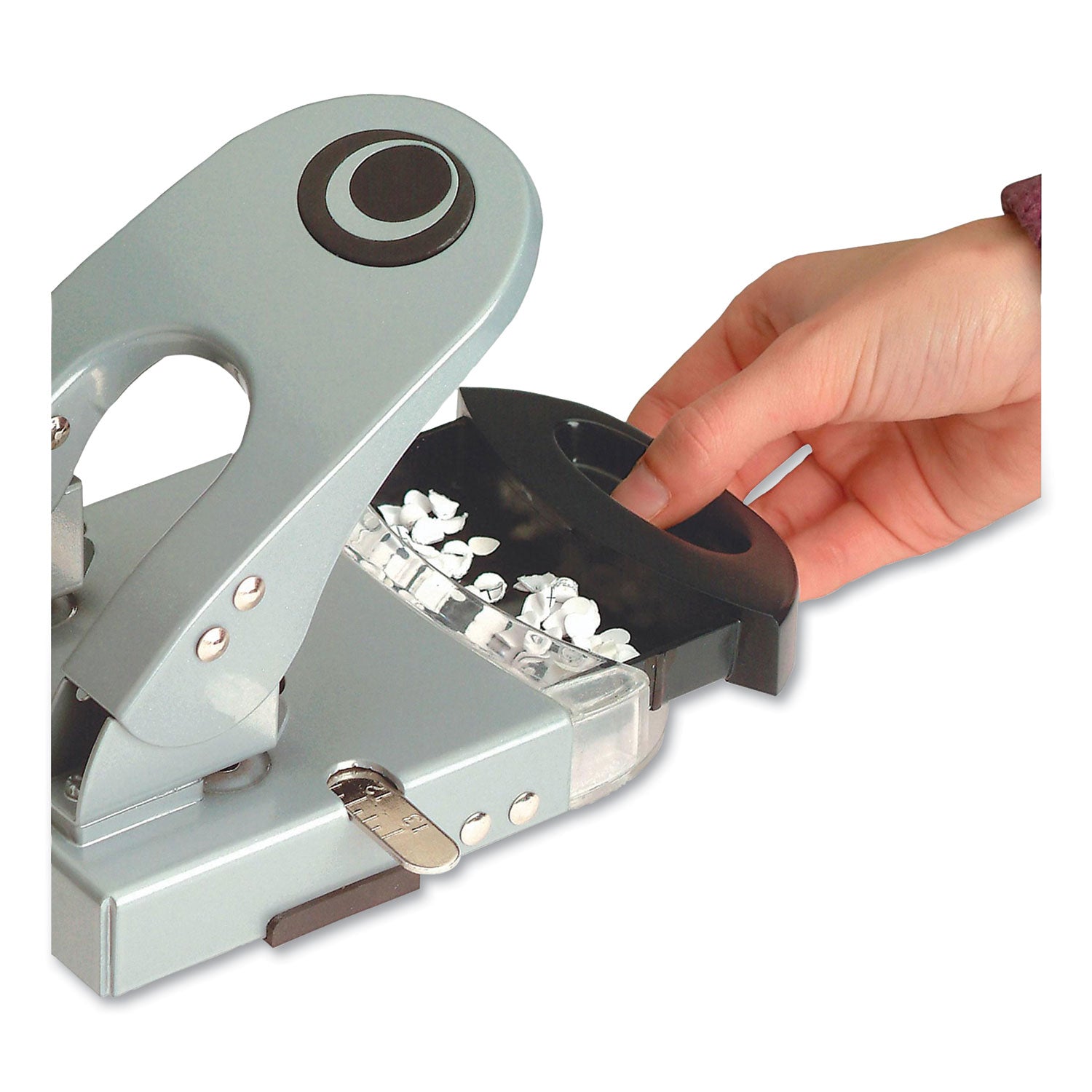 50-sheet-deluxe-two-hole-punch-1-4-holes-gray-blue_oic90101 - 3