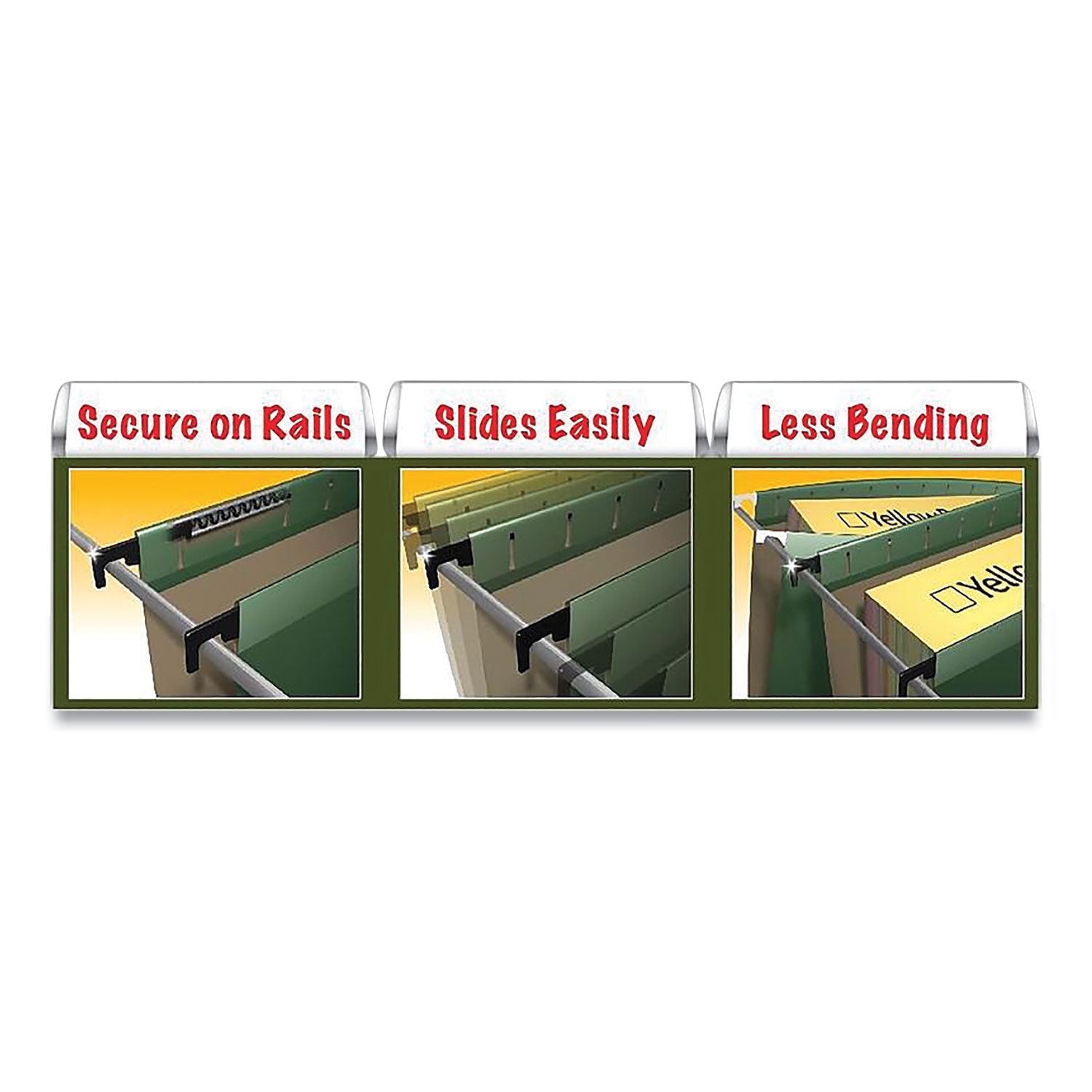 SureHook Hanging Pocket File, Legal Size, 1/5-Cut Tabs, Standard Green, 4/Pack - 