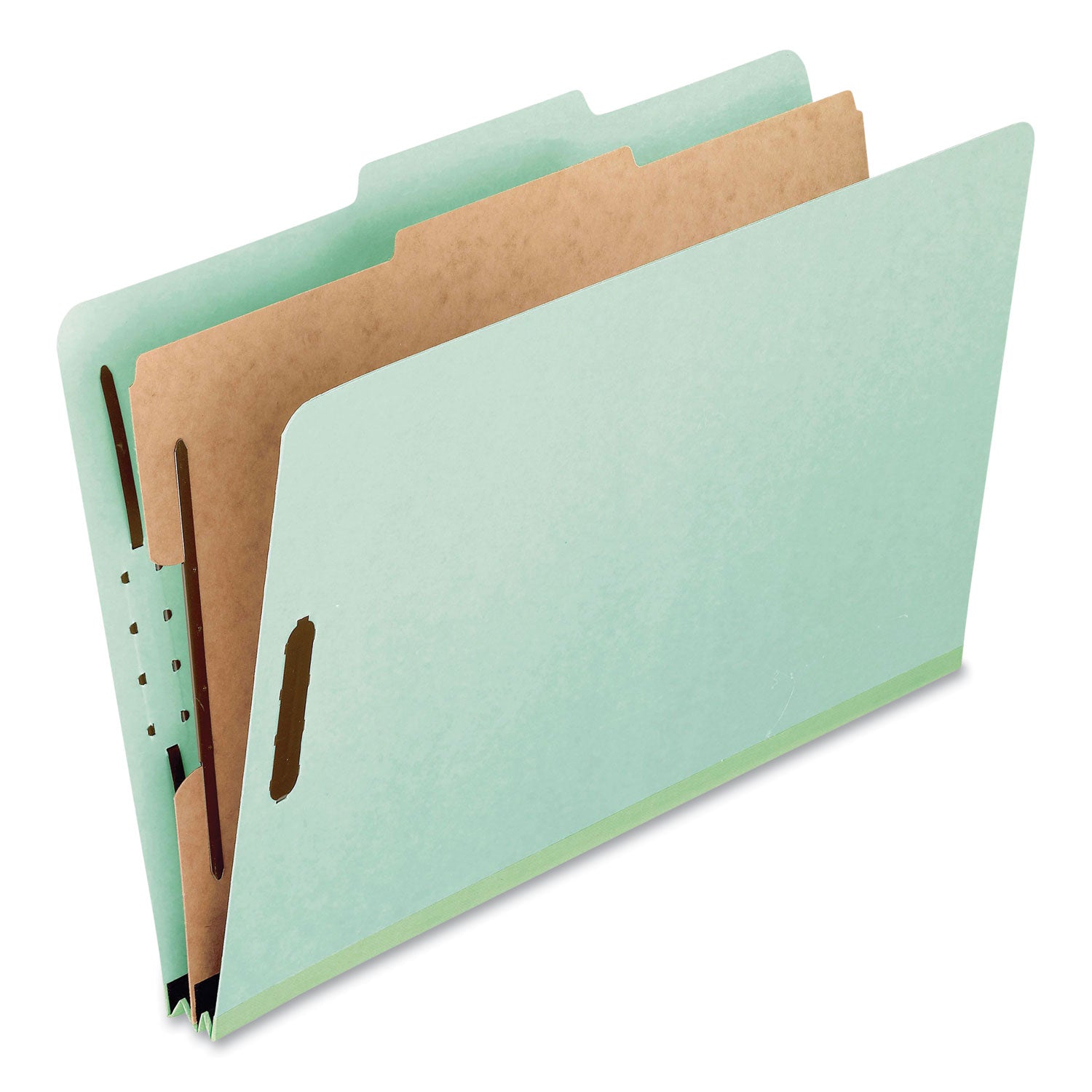 four-section-pressboard-classification-folders-2-expansion-1-divider-4-fasteners-legal-size-light-green-10-box_pfx17175ee - 1