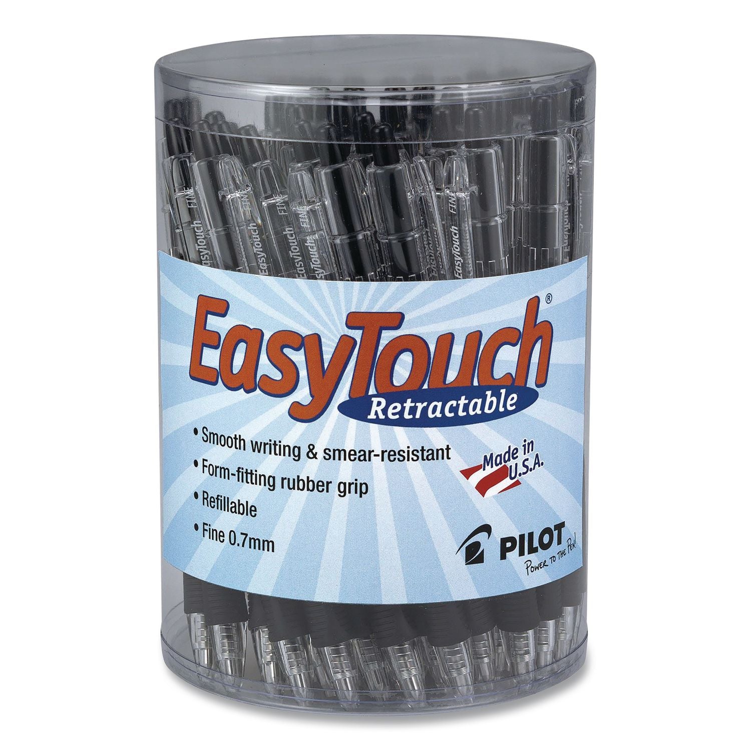 EasyTouch Ballpoint Pen, Retractable, Fine 0.7 mm, Black Ink, Clear Barrel, 36/Pack