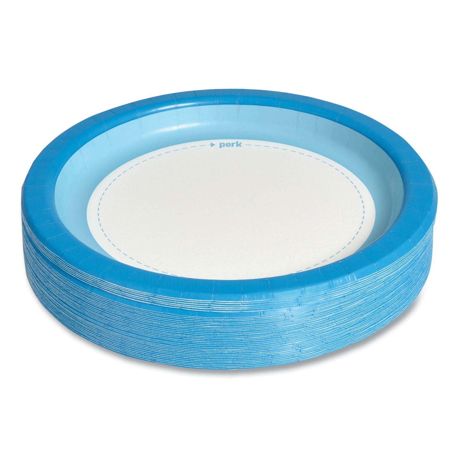 Heavy-Weight Paper Plates, 10" dia, White/Blue, 125 Pack