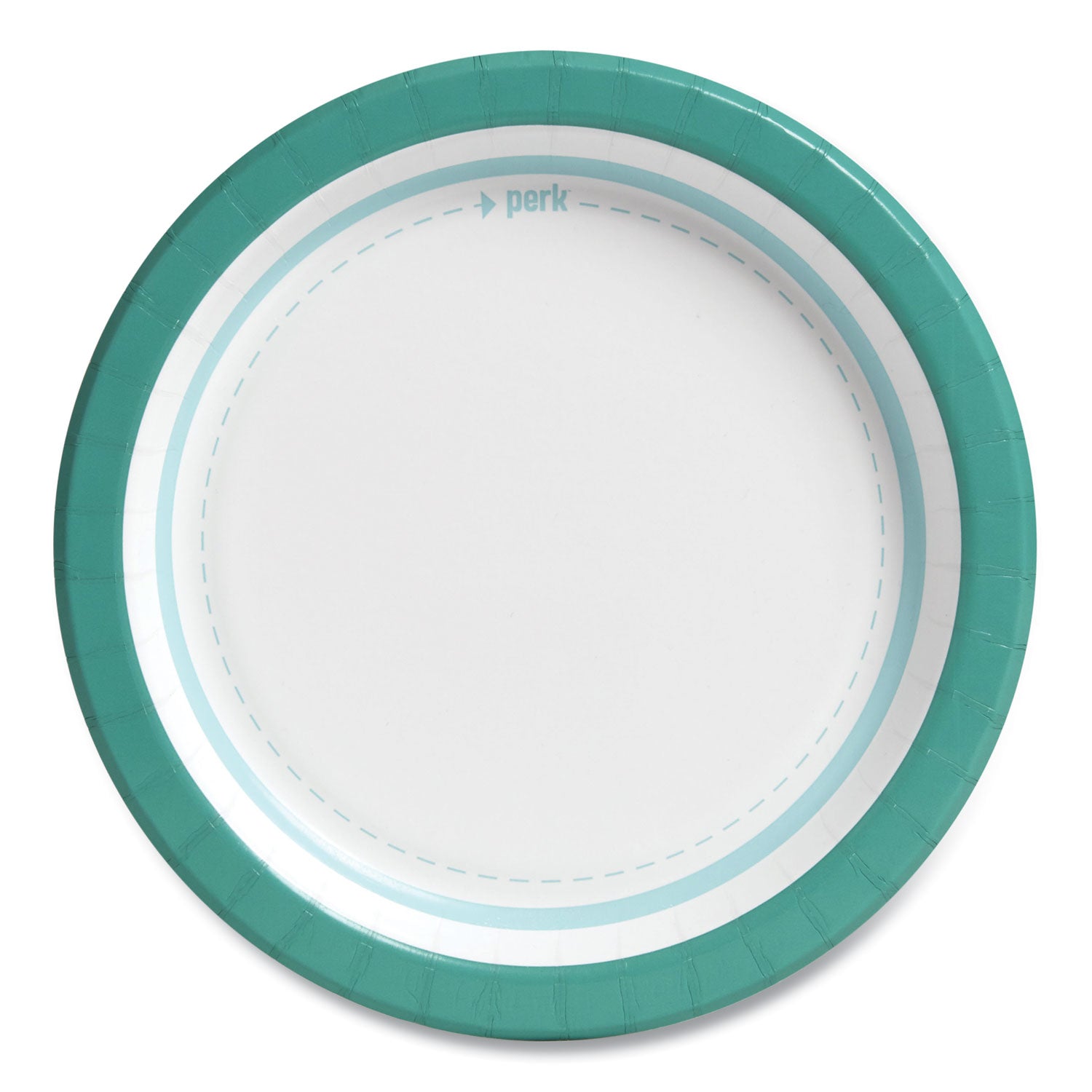 Everyday Paper Plates, 8.5" dia, White/Teal, 125/Pack