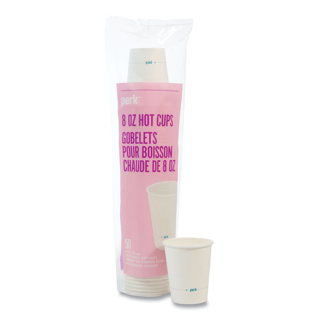 White Paper Hot Cups, 8 oz, 50/Pack