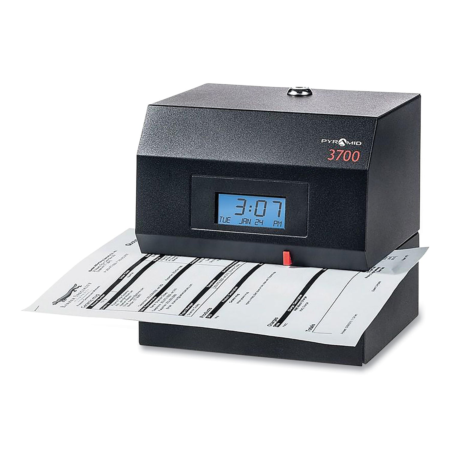 3700 Heavy-Duty Time Clock and Document Stamp, LCD Display, Black - 