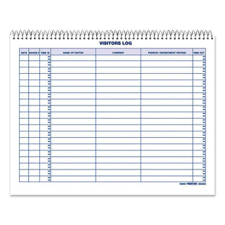 Visitors Log Book, Blue/White/Red Cover, 11 x 8.5 Sheets, 50 Sheets/Book