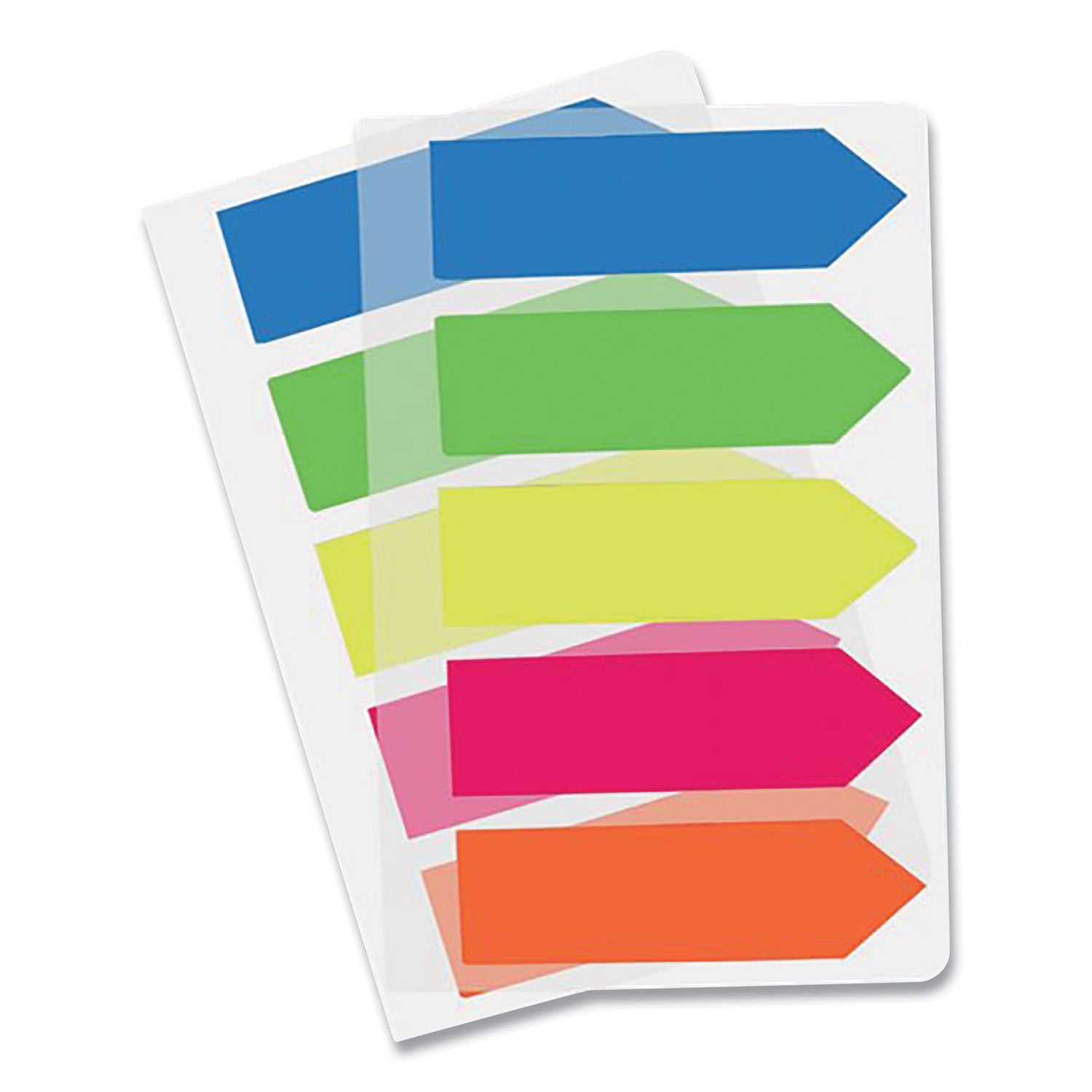 Redi-Tag Plain Write-on Arrow Flags in Holder - 25 x Neon Blue, 25 x Lime, 25 x Lemon, 25 x Pink, 25 x Tangerine - 0.46" x 1.75" - Arrow - Assorted - Removable, See-through, Self-adhesive - 125 / Pack