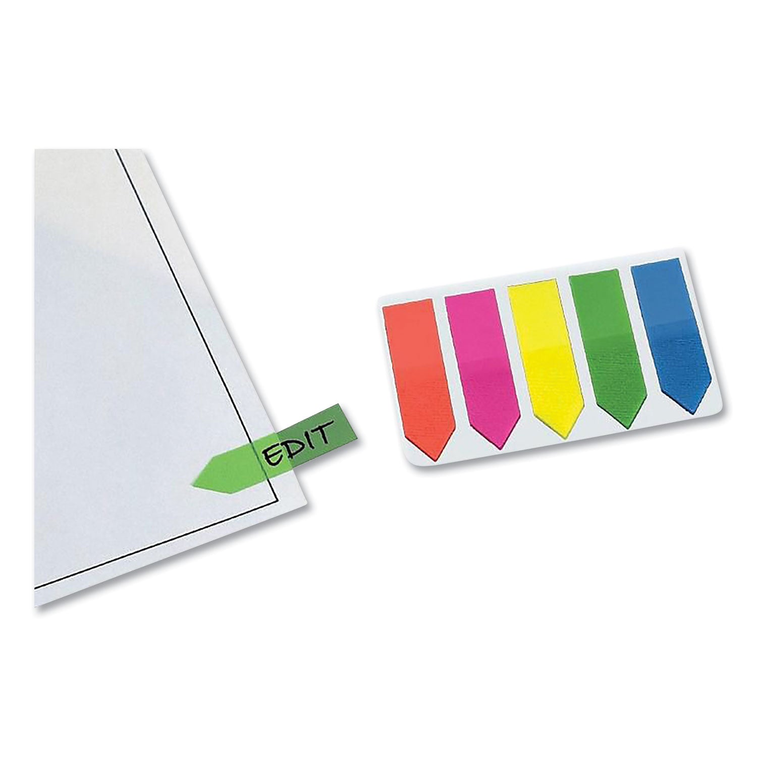 Redi-Tag Plain Write-on Arrow Flags in Holder - 25 x Neon Blue, 25 x Lime, 25 x Lemon, 25 x Pink, 25 x Tangerine - 0.46" x 1.75" - Arrow - Assorted - Removable, See-through, Self-adhesive - 125 / Pack