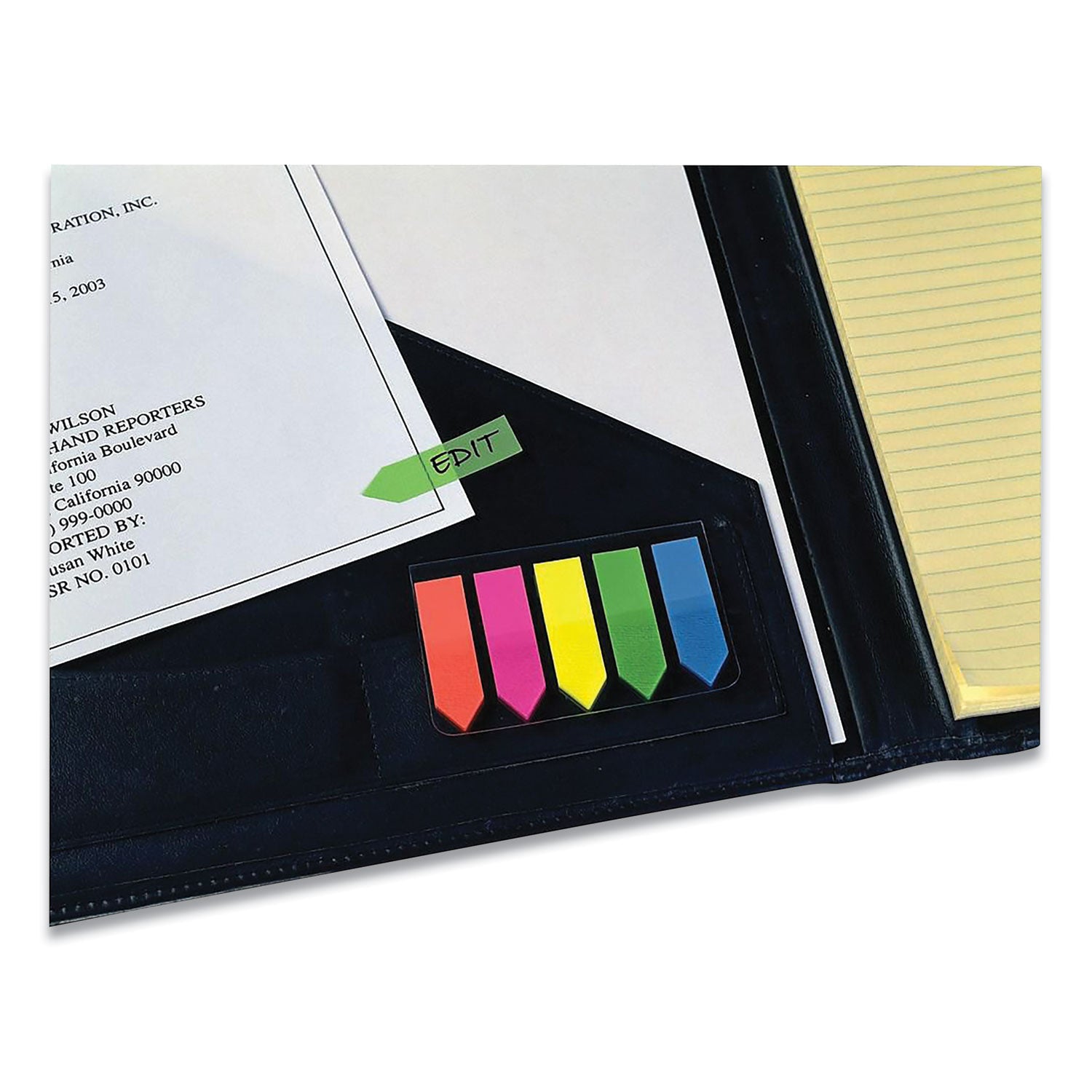 Redi-Tag Plain Write-on Arrow Flags in Holder - 25 x Neon Blue, 25 x Lime, 25 x Lemon, 25 x Pink, 25 x Tangerine - 0.46" x 1.75" - Arrow - Assorted - Removable, See-through, Self-adhesive - 125 / Pack