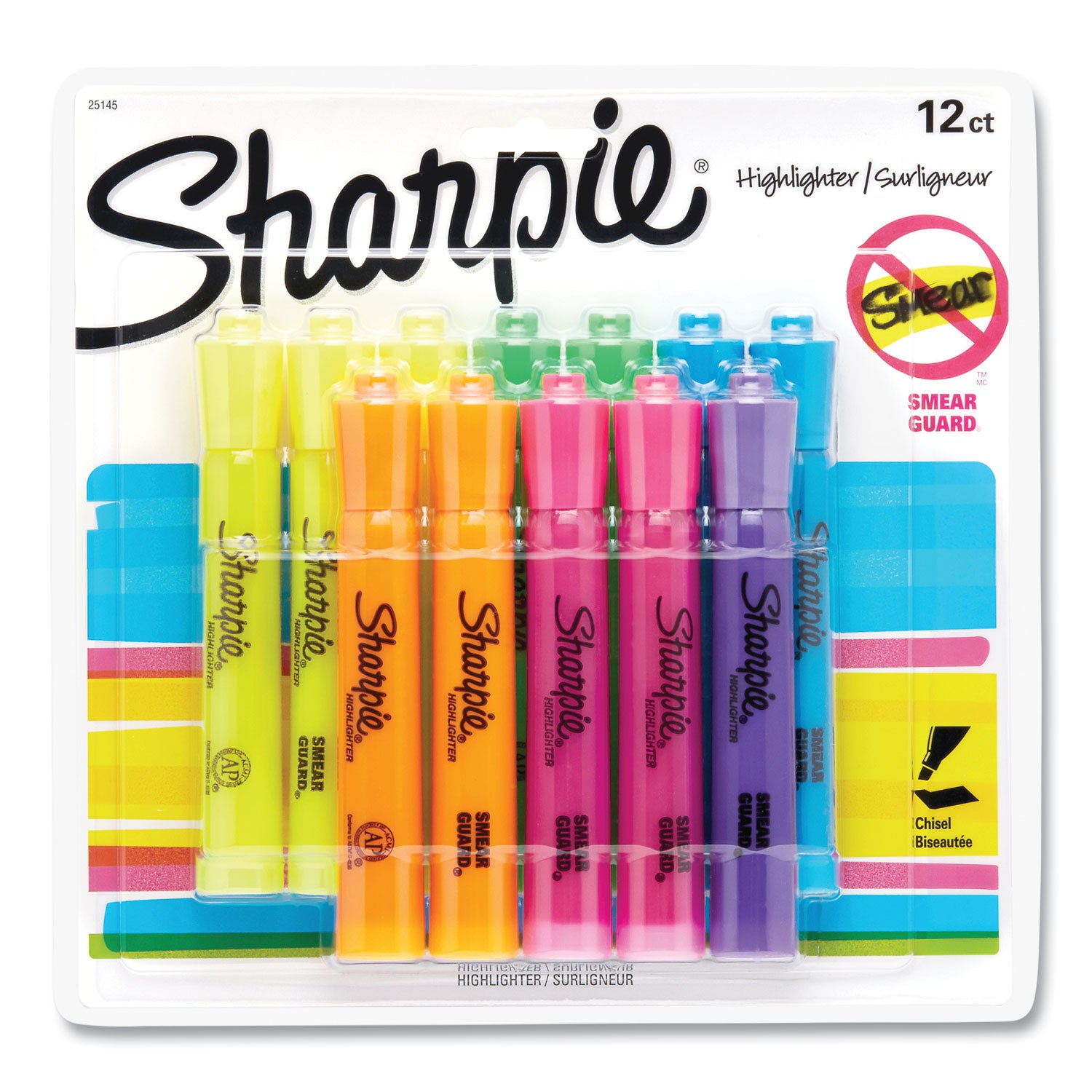 Tank Style Highlighters, Assorted Ink Colors, Chisel Tip, Assorted Barrel Colors, 12/Pack