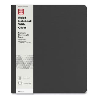 Soft-Cover Notebook Folio Set, 1-Subject, Narrow Rule, Black Cover, (80) 11 x 8.5 Sheets