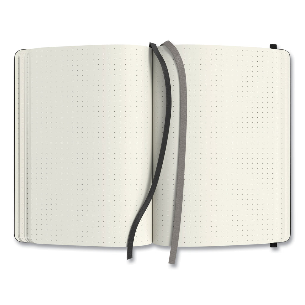 Flexible-Cover Business Journal, Elastic Closure, 1-Subject, Dotted Rule, Black Cover, (128) 8 x 5.5 Sheets