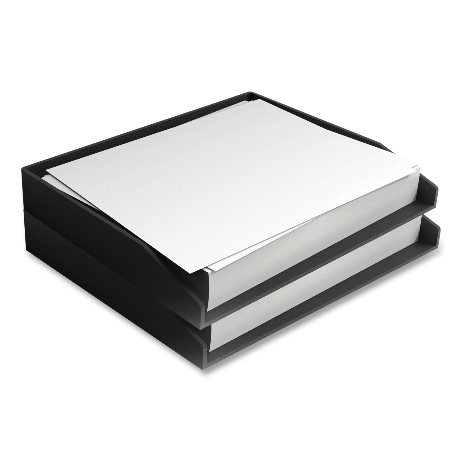Side-Load Stackable Plastic Document Tray, 1 Section, Letter-Size, 12.24 x 9.8 x 1.75, Black, 2/Pack