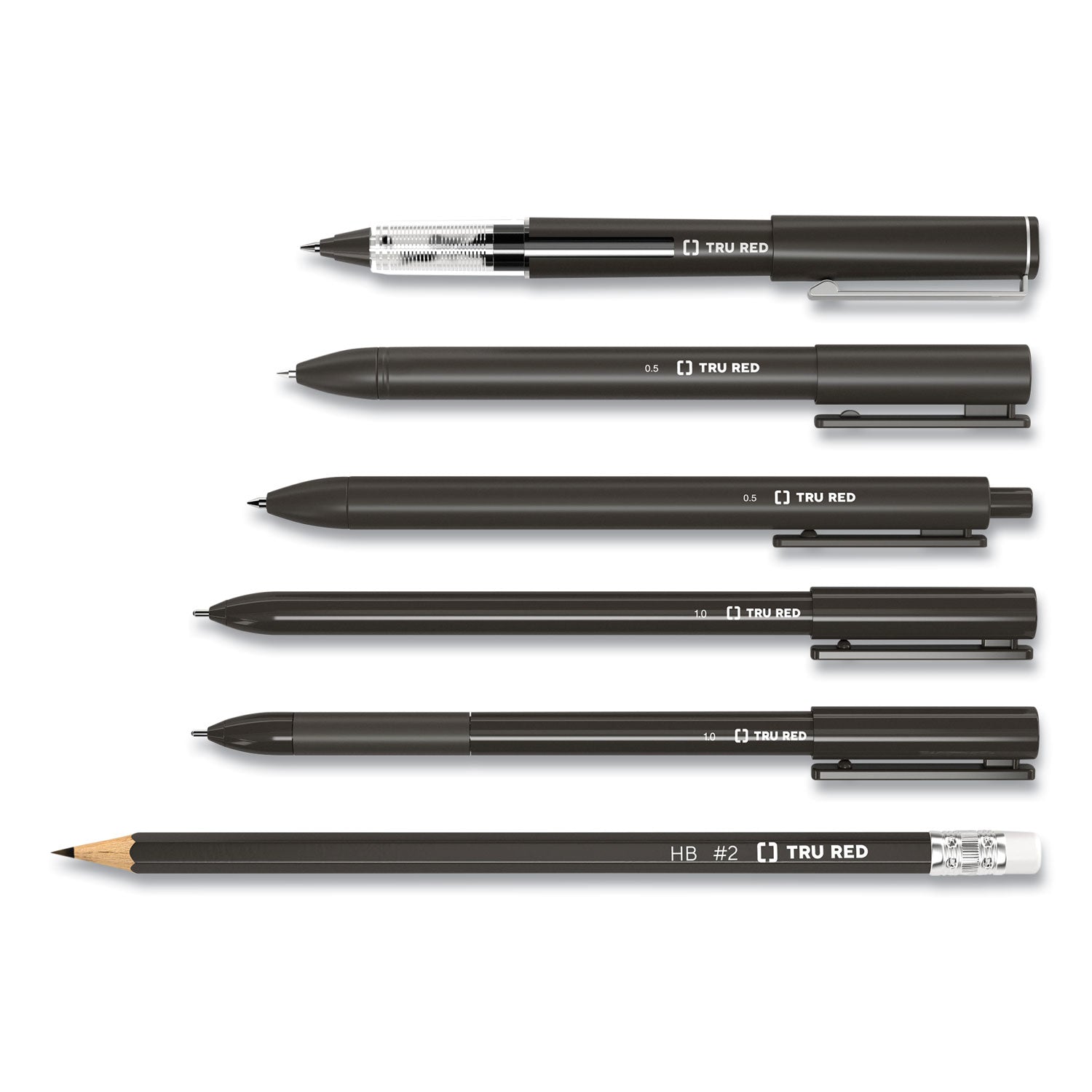 Quick Dry Gel Pen, Retractable, Bold 1 mm, Black Ink, Black Barrel, 5/Pack