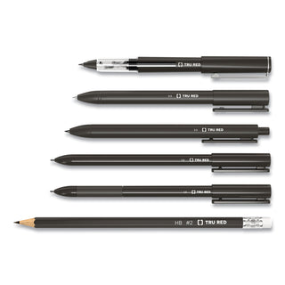Quick Dry Gel Pen, Retractable, Bold 1 mm, Black Ink, Black Barrel, 5/Pack