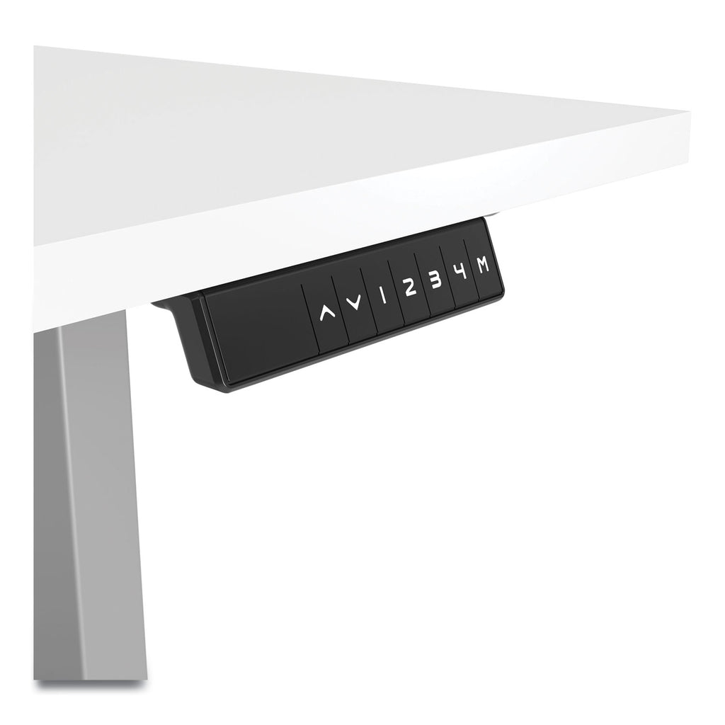 Essentials Electric Sit-Stand Desk, 55.1" x 27.5" x 25.9" to 51.5", White/Aluminum