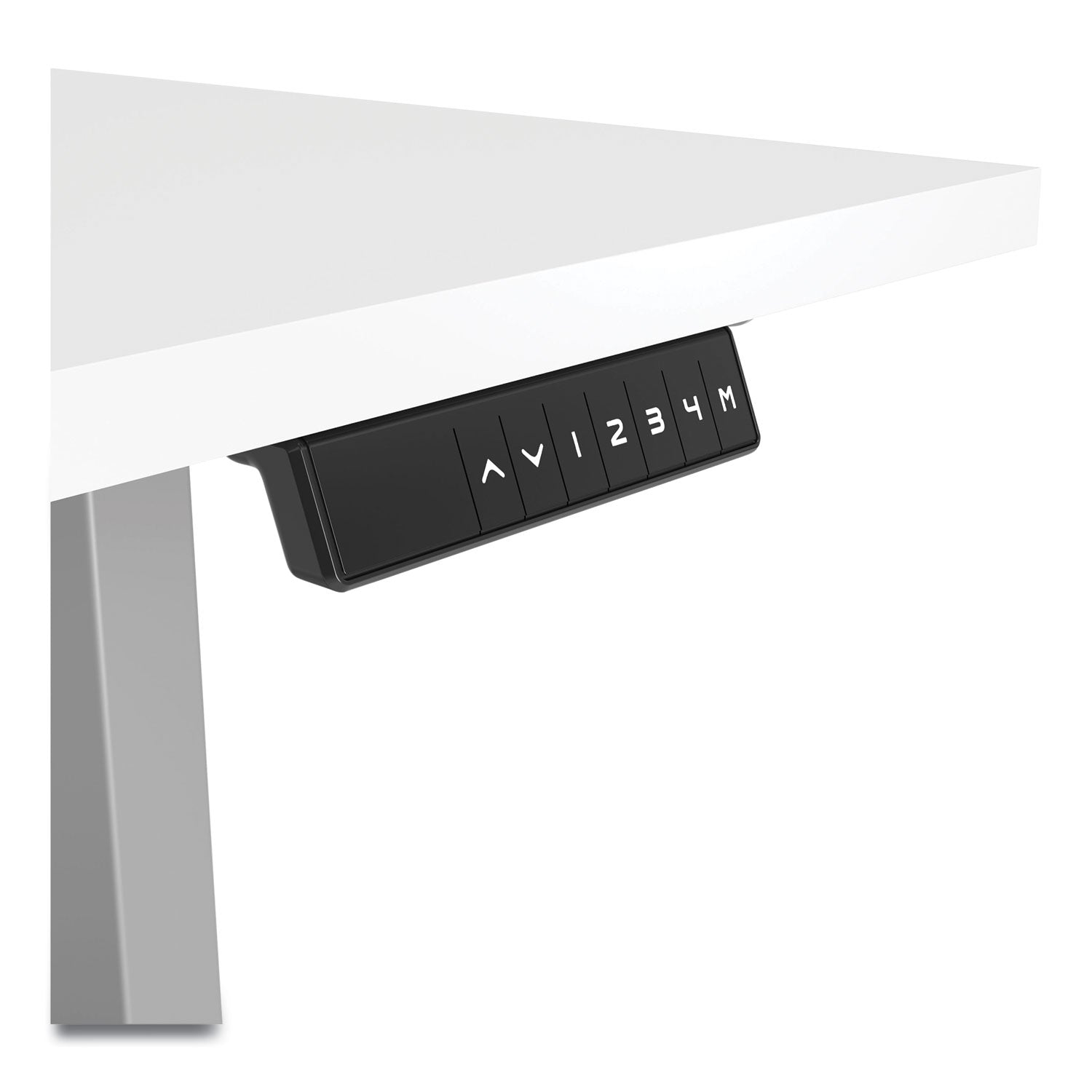 Essentials Electric Sit-Stand Desk, 55.1" x 27.5" x 25.9" to 51.5", White/Aluminum