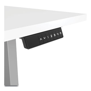 Essentials Electric Sit-Stand Desk, 55.1" x 27.5" x 25.9" to 51.5", White/Aluminum