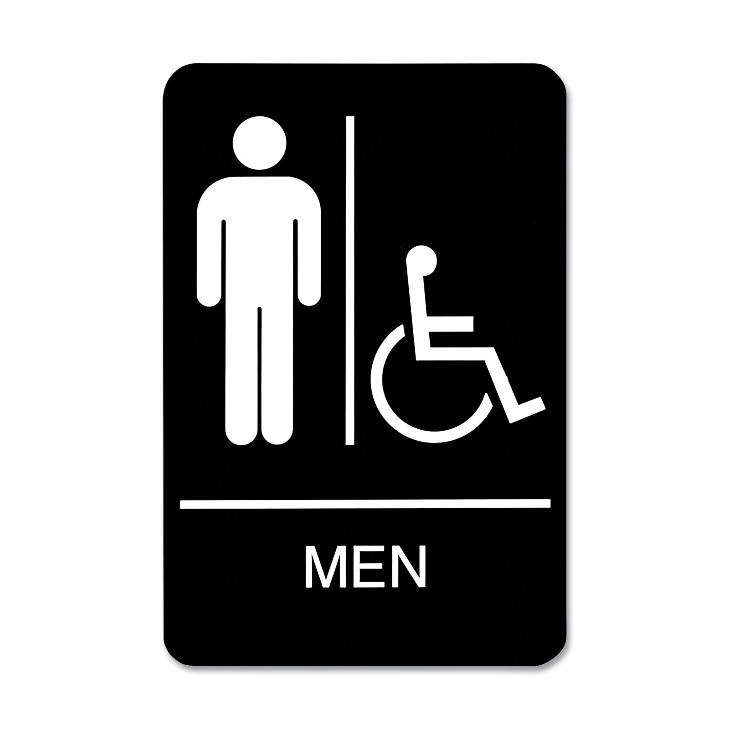 ada-sign-men-wheelchair-accessible-tactile-symbol-plastic-6-x-9-black-white_uss9003 - 1