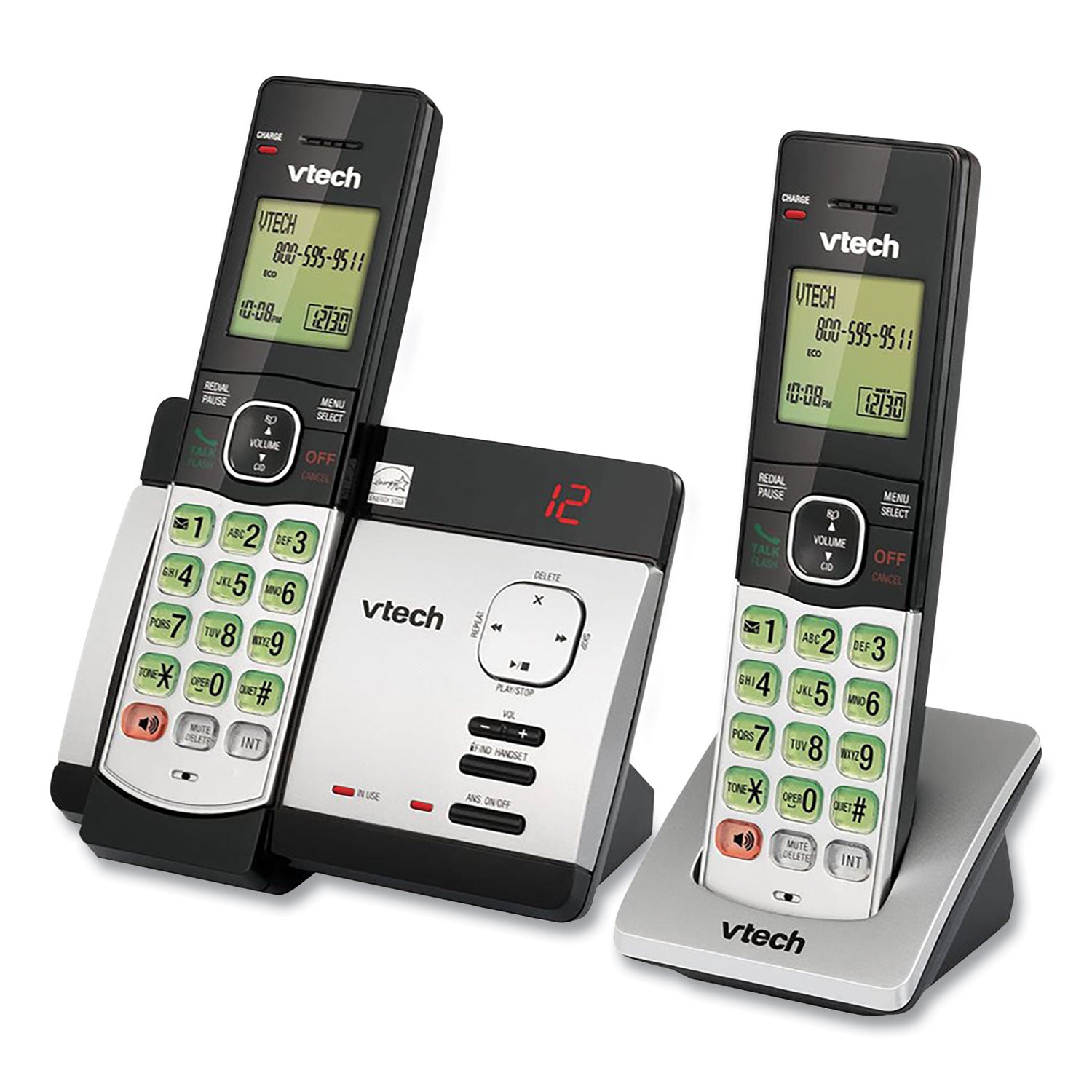 CS5129-2 Two-Handset Cordless Telephone System, DECT 6.0, Silver/Black
