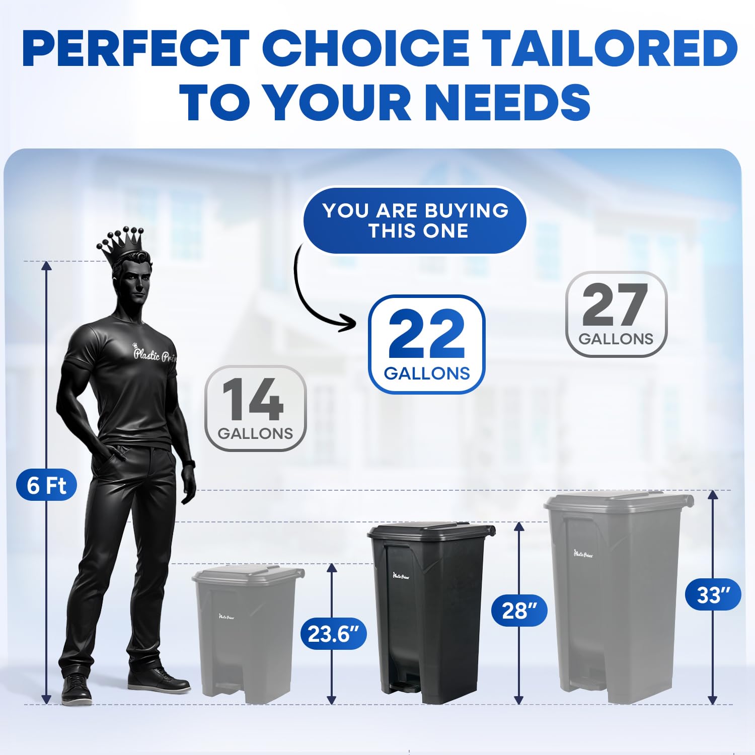 22 Gal Step-On Indoor Trash Can, Black