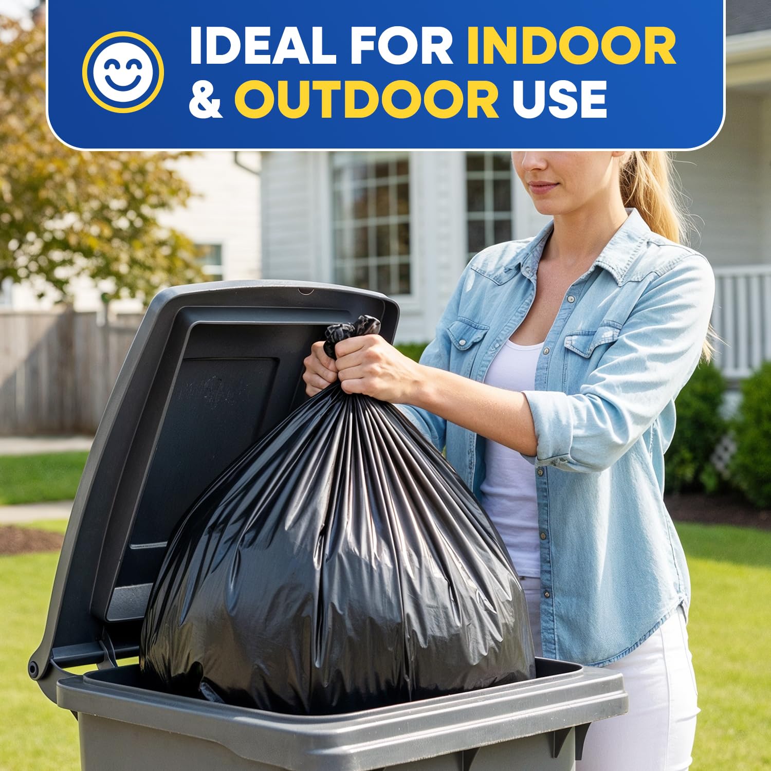 22" x 14" x 50" 55 Gal 3 Mil Black Trash Bags, 100/Case