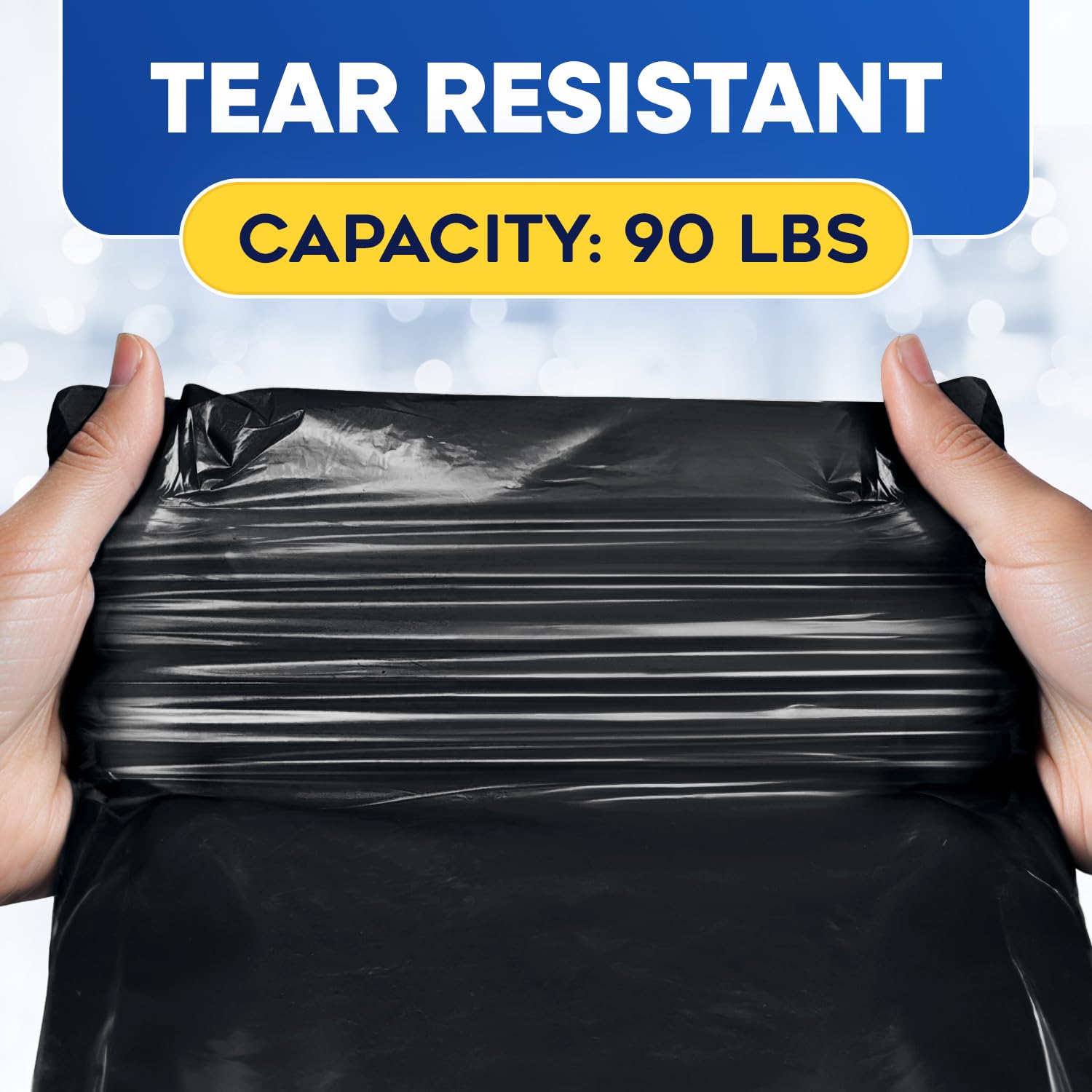 38" x 58" 60 Gal 1.5 Mil Black Trash Bags, 100/Case