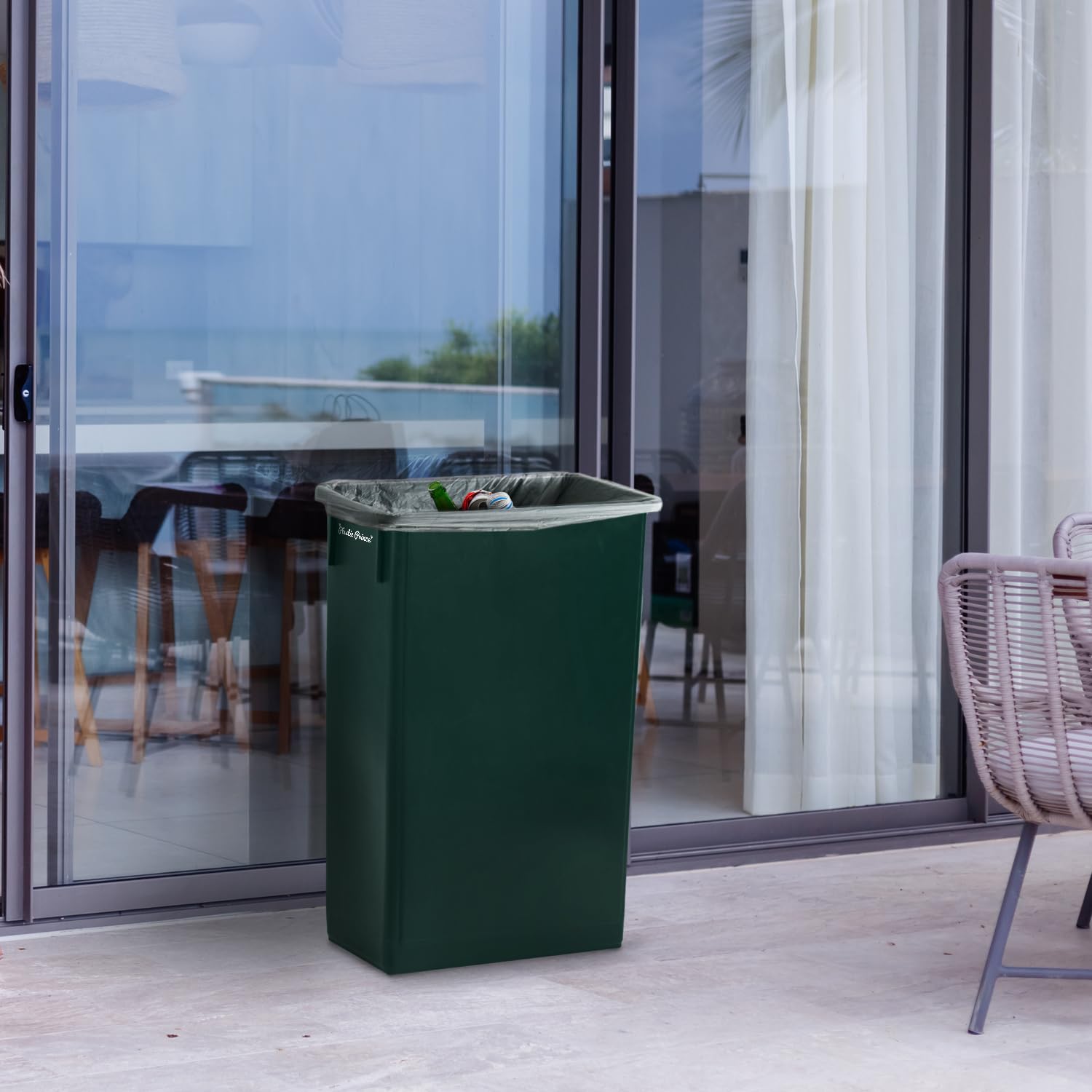 23 Gal Green Slim Rectangular Trash Can