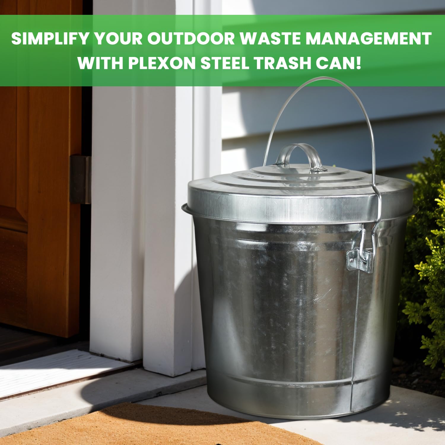 6-Gallon Galvanized Steel Round Fire Resistant Trash Can with Lid