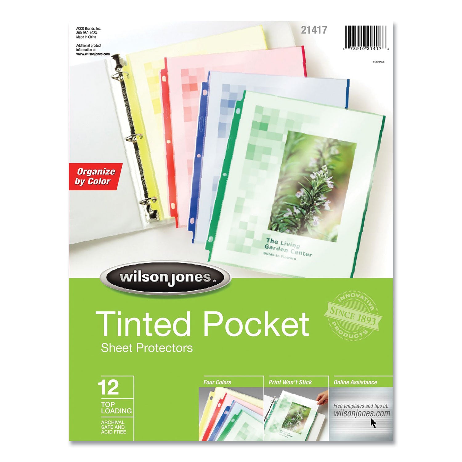 tinted-pocket-sheet-protectors-3-hole-punched-top-loading-letter-assorted-colors-12-pack_wljw21417 - 1