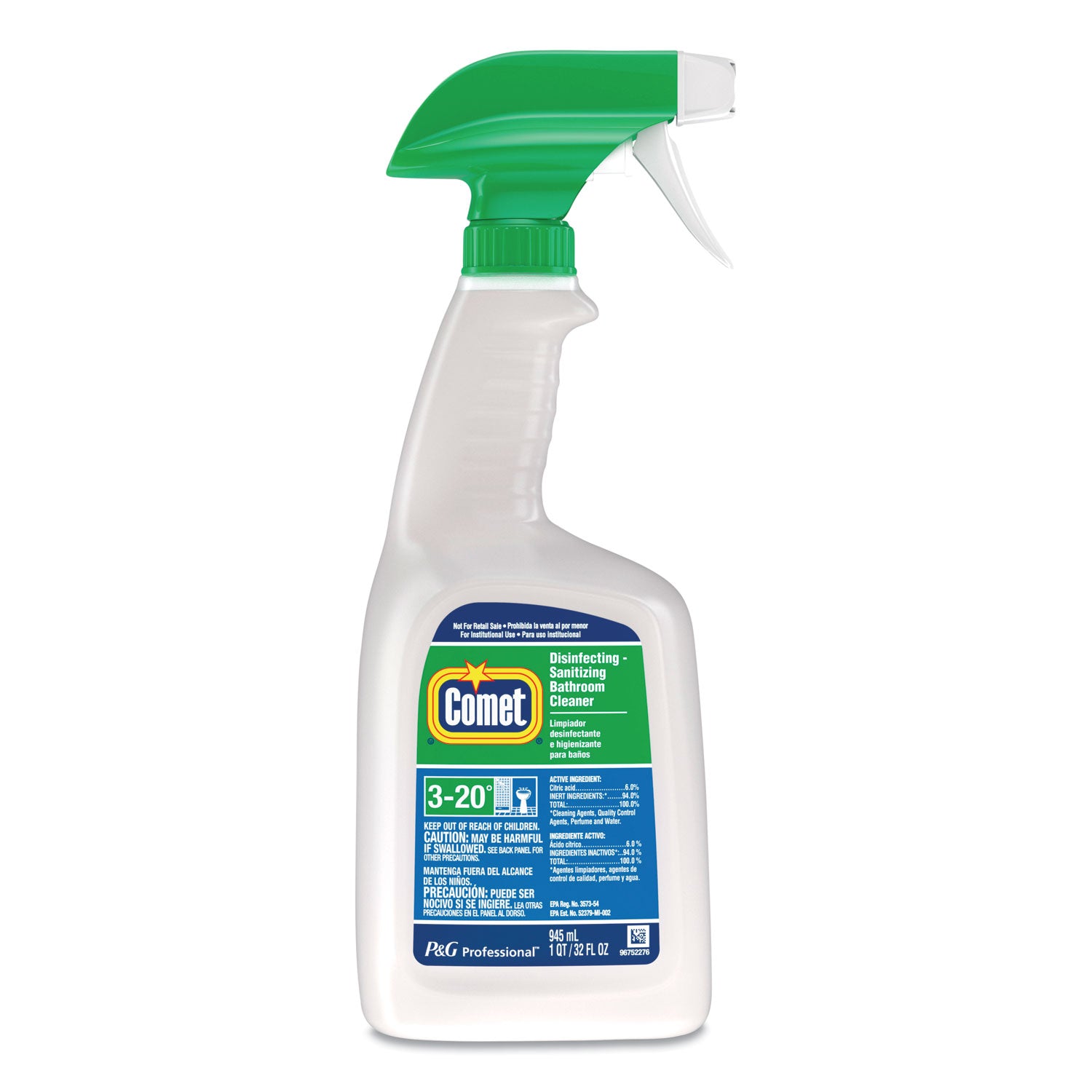 Disinfecting-Sanitizing Bathroom Cleaner, 32 oz Trigger Spray Bottle, 6/Carton