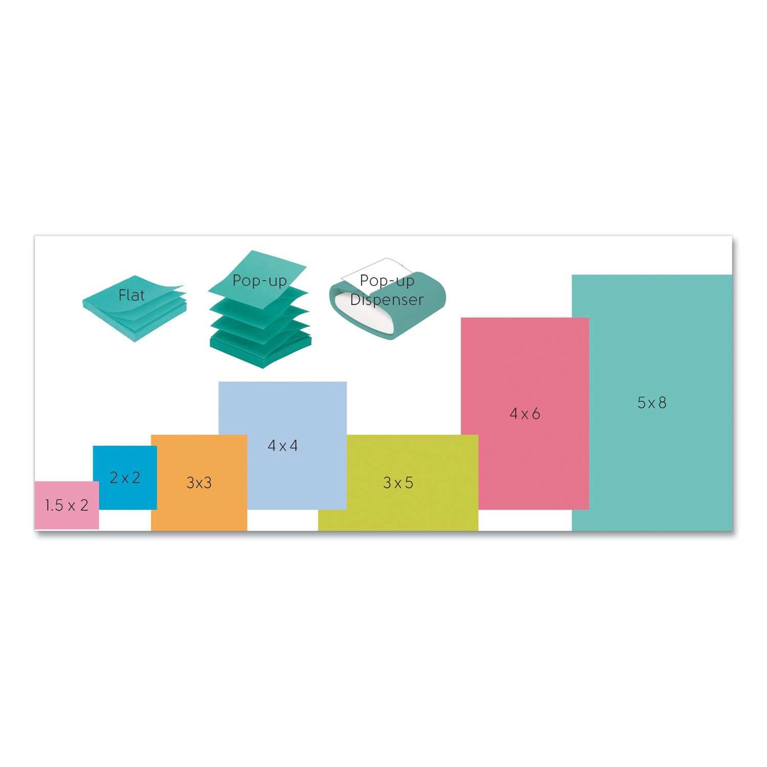 Original Pads in Beachside Cafe Collection Colors, 1.38" x 1.88", 100 Sheets/Pad, 12 Pads/Pack - 