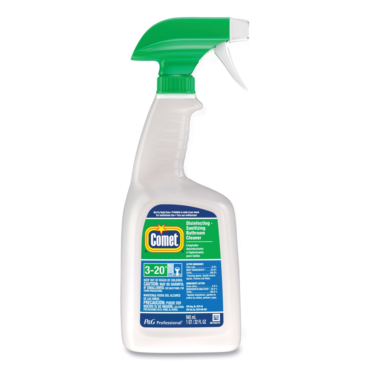 Disinfecting-Sanitizing Bathroom Cleaner, 32 oz Trigger Spray Bottle, 8/Carton - 