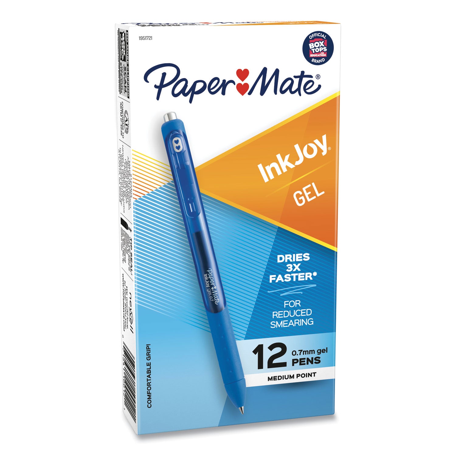InkJoy Gel Pen, Retractable, Medium 0.7 mm, Blue Ink, Blue Barrel, Dozen - 